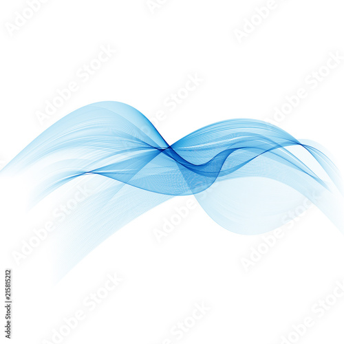 Abstract smooth color wave vector. Curve flow blue motion illustration.