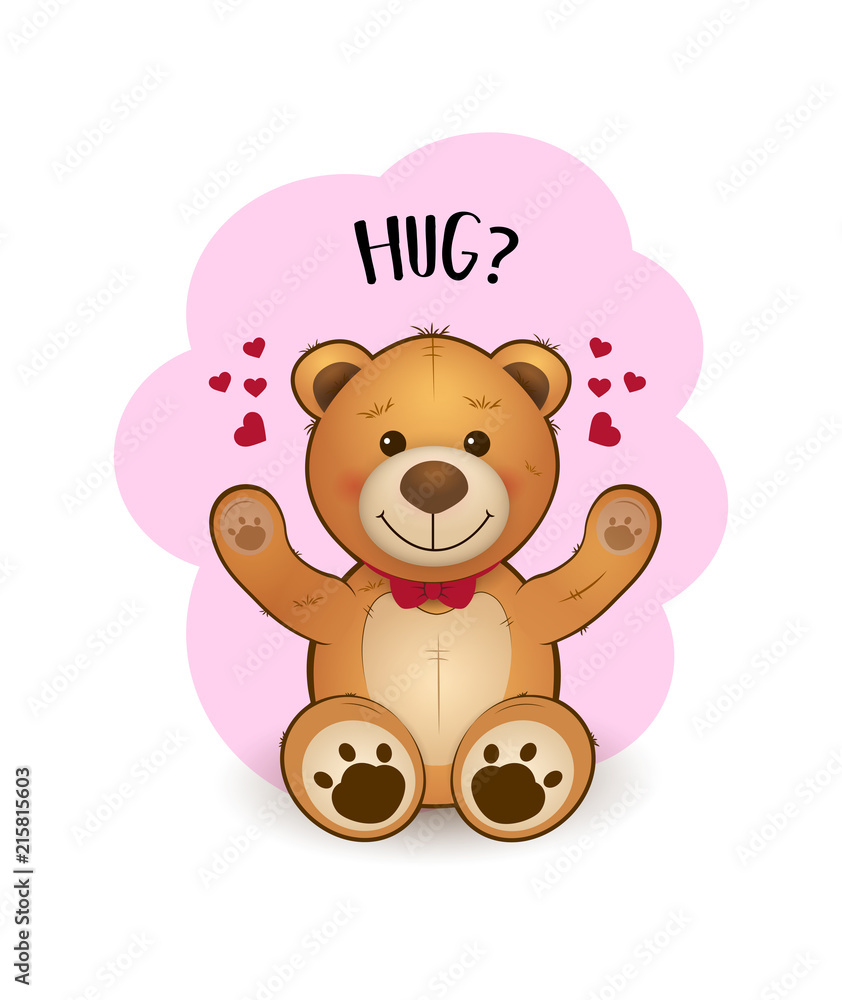 Vector cute cartoon teddy bear. Funny illustration for greeting card Vector cute cartoon teddy bear. Funny illustration for greeting card