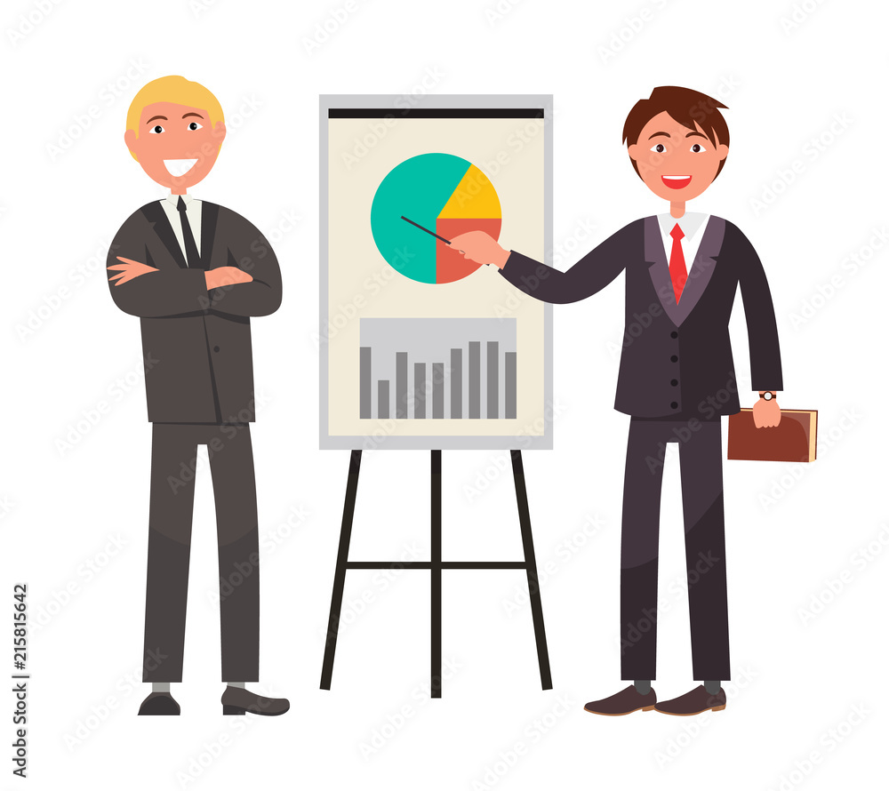 Two Businessman in Expensive Suit Showing on Chart Two Businessman in Expensive Suit Showing on Chart