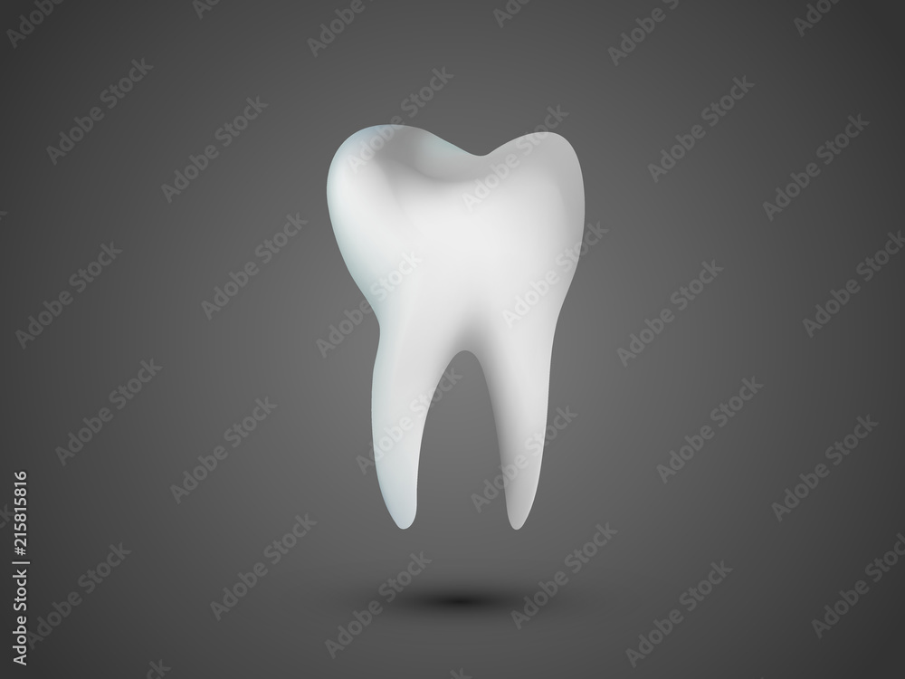 A healthy cool white human tooth on dark gray background for dental clinics vector illustration A healthy cool white human tooth on dark gray background for dental clinics vector illustration