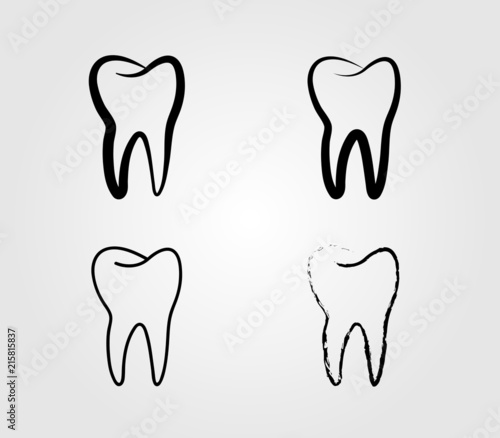 A set of black healthy tooth logo for dental clinics vector illustration
