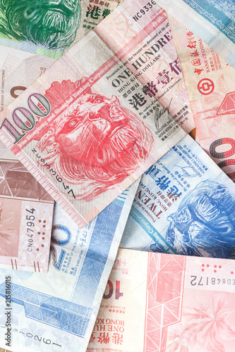 Hong Kong dollars, colorful banknotes