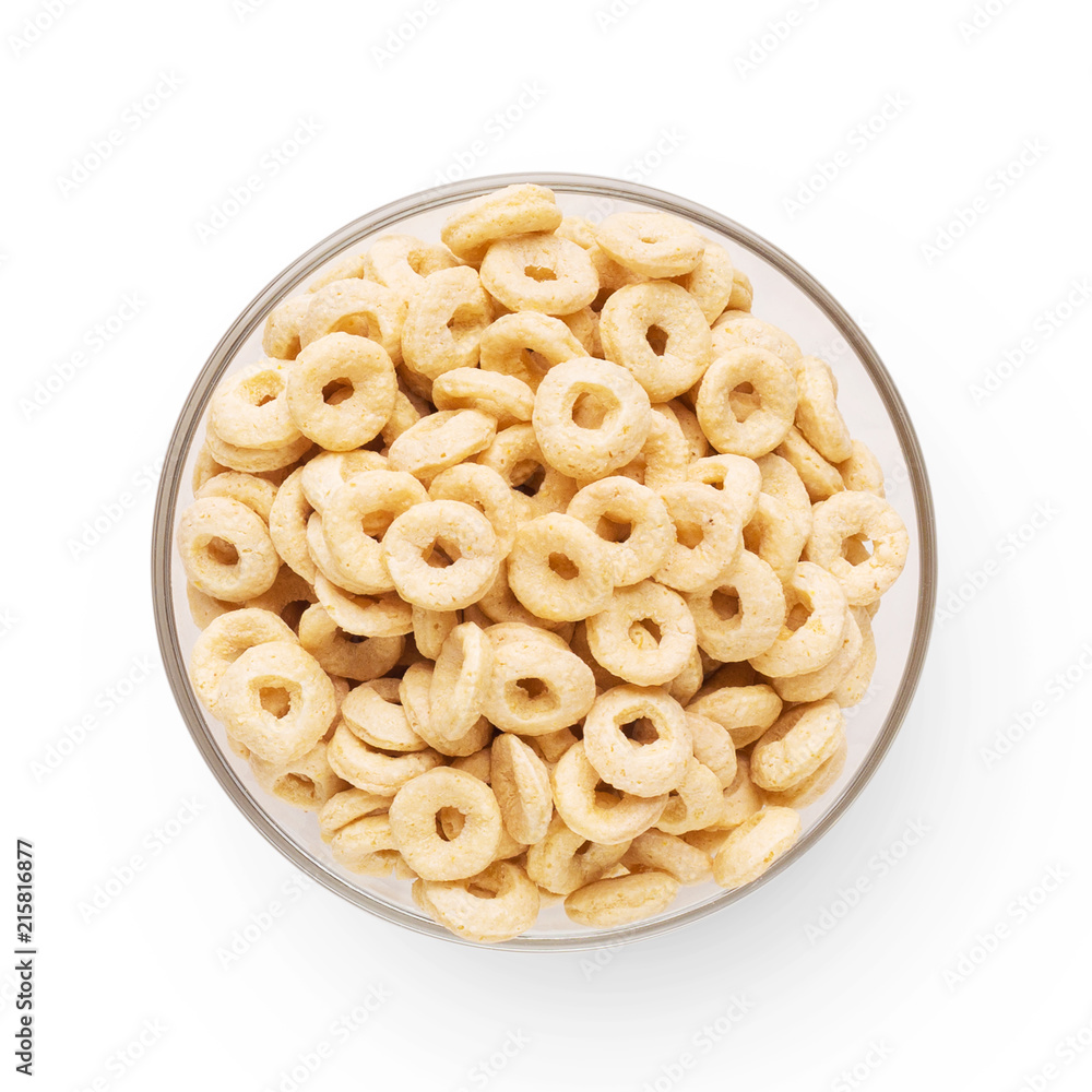 Bowl with corn rings isolated on white Bowl with corn rings isolated on white