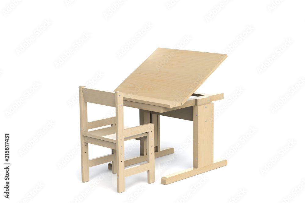 Children's small wooden table and chair. Children's small wooden table and chair.