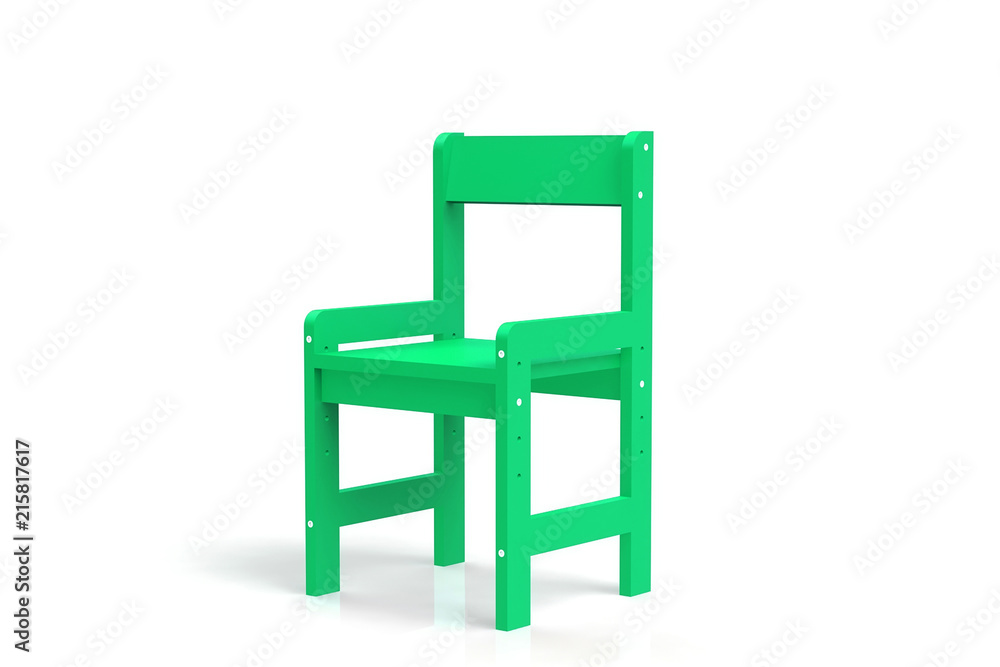 Little child wooden chair on a white background. 3D-model rendering chair. Little child wooden chair on a white background. 3D-model rendering chair.
