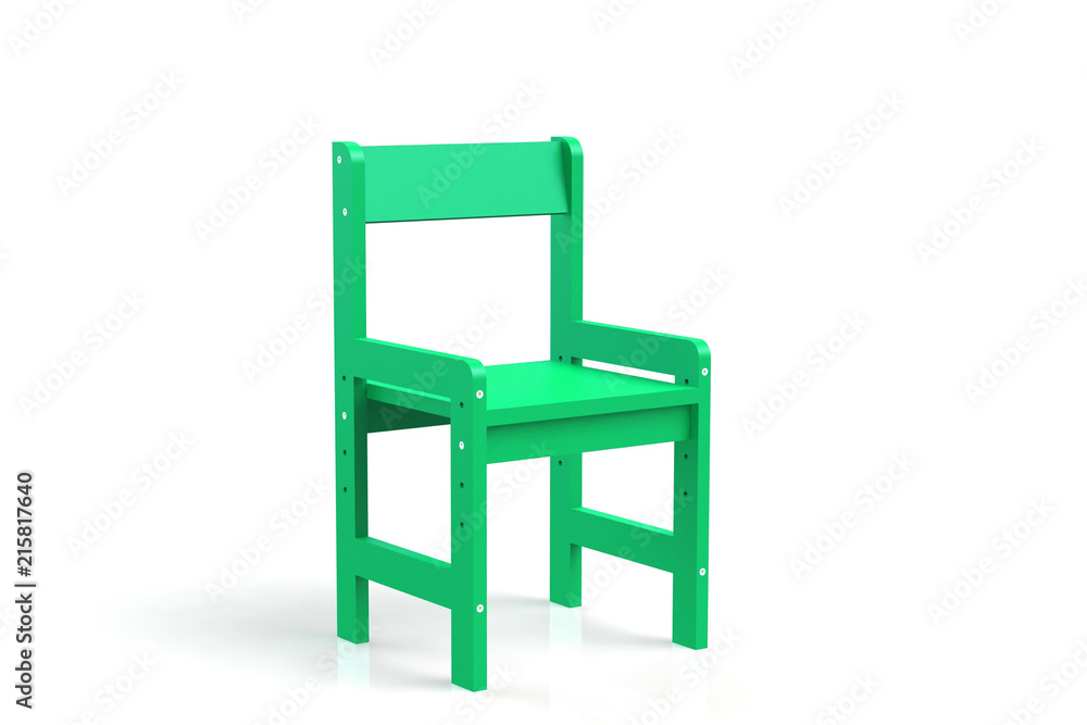 Little child wooden chair on a white background. 3D-model rendering chair. Little child wooden chair on a white background. 3D-model rendering chair.