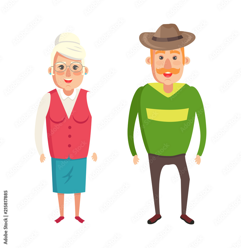 Grandmother and Grandfather Couple, Elderly People Grandmother and Grandfather Couple, Elderly People