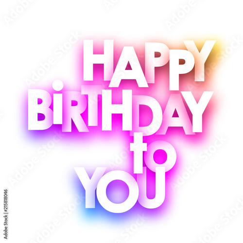 Canvas Print Pink Happy birthday to you spectrum paper card.