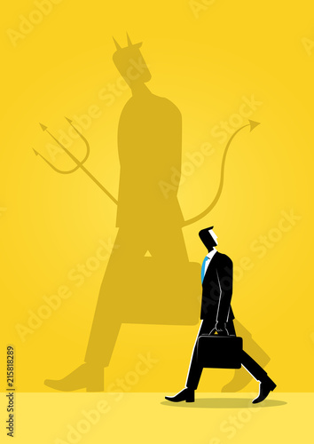 Businessman and his evil shadow