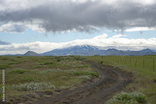 Hekla volcano covered in clouds