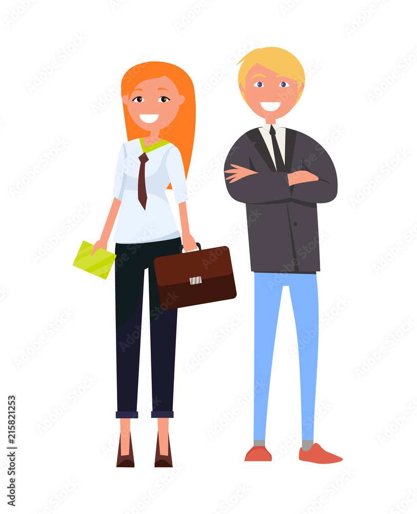 Obraz premium Modern Young Business People in Formal Outfits