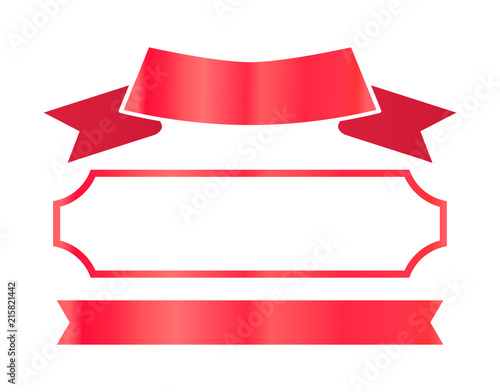 Red Ribbons and Frame for Certificate Decor Set