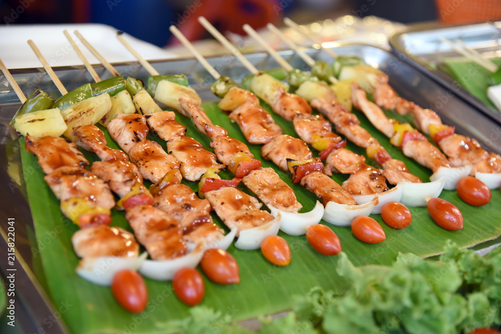 Barbecue on sticks are grilling. Barbeque on the grill. Barbecue on sticks are grilling. Barbeque on the grill.