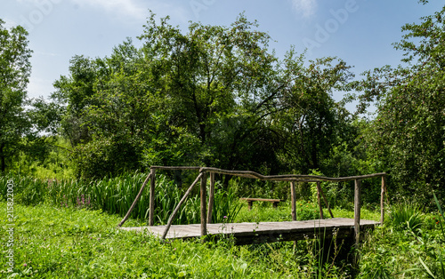 Old wooden rustic bridge