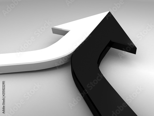 Photography 3d arrow black and white merging