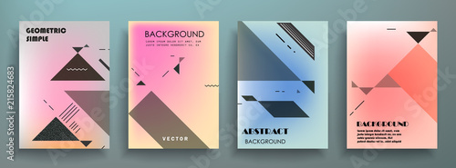 Covers templates set with graphic geometric elements. Applicable for brochures, posters, covers and banners. Vector illustrations.