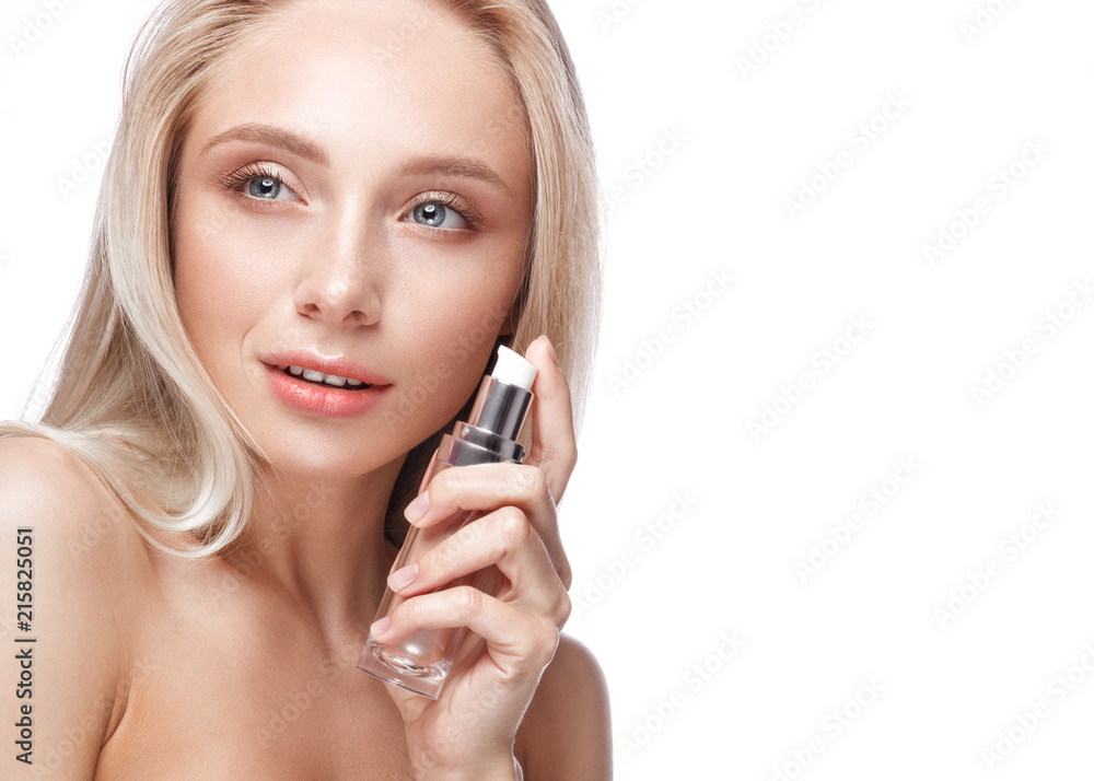 Beautiful young girl with a light natural make-up,concealer and nude manicure. Beauty face. Picture taken in the studio on a white background. Beautiful young girl with a light natural make-up,concealer and nude manicure. Beauty face. Picture taken in the studio on a white background.
