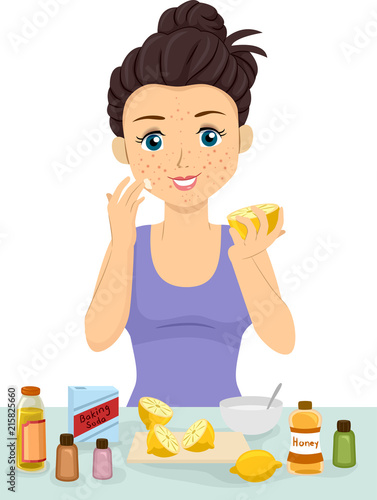 Teen Girl Pimple Diy Home Remedies Illustration