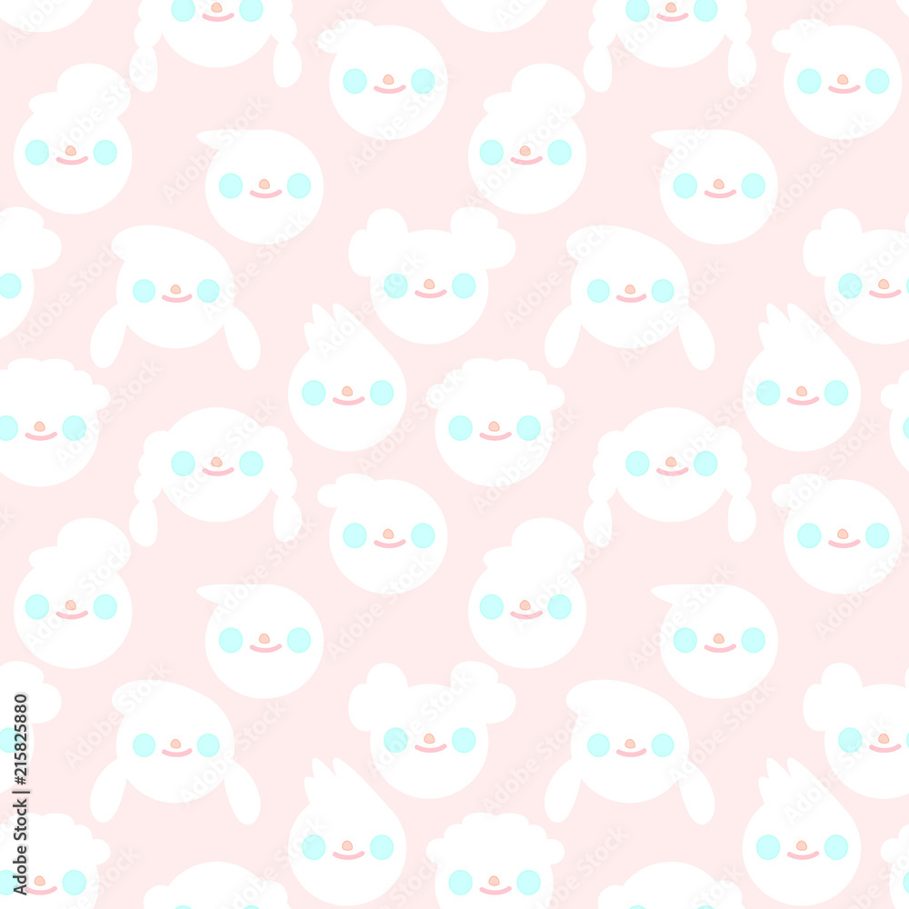 Vector illustration seamless pattern, A lot of face with smile on pink background. It can be print and used as wallpaper, packaging, wrapping paper, fabric and etc. Vector illustration seamless pattern, A lot of face with smile on pink background. It can be print and used as wallpaper, packaging, wrapping paper, fabric and etc.