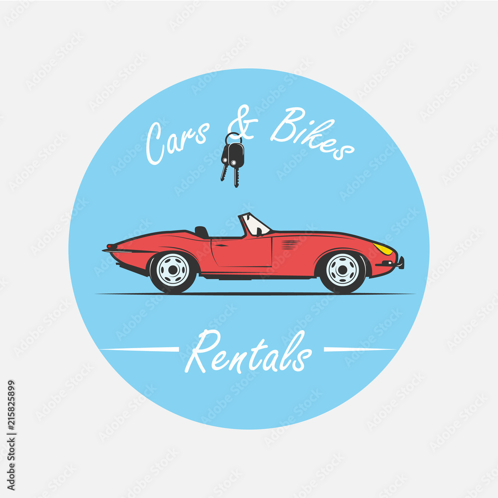 Car rental logo in vintage style - vector illustration.
