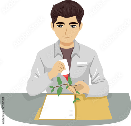 Teen Boy Botanist Herbarium Illustration