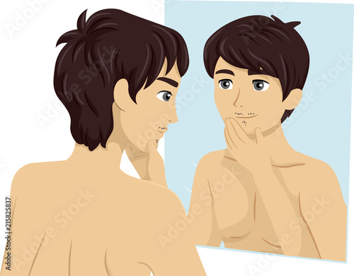 Teen Boy Facial Hair Puberty Stage Illustration photo
