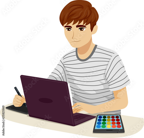 Teen Boy Web Design Illustration