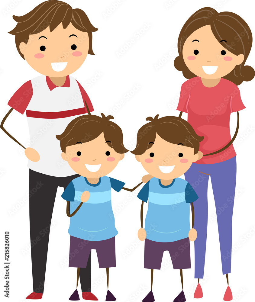 Stickman Family Kids Boys Twins Illustration Stickman Family Kids Boys Twins Illustration