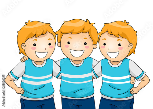 Kids Boys Triplets Illustration