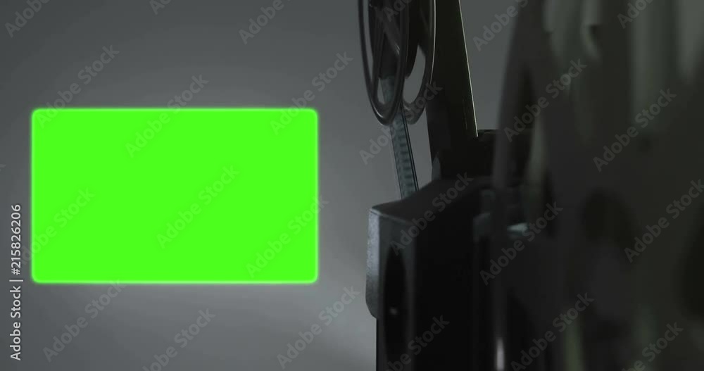 old movie film projector with 16 x 9 aspect ratio chroma key green