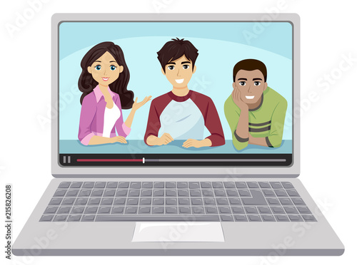 Teens Laptop Vlogging Illus...