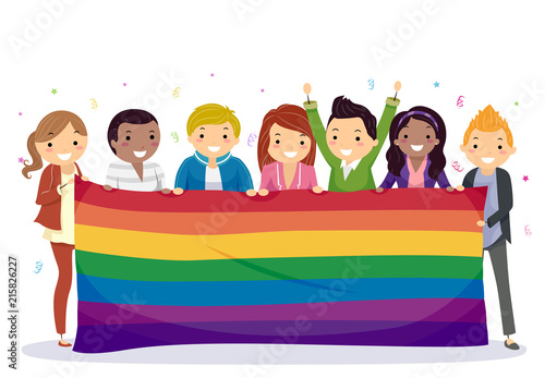 Stickman Teens Rainbow Banner Celebrate