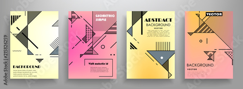 Covers templates set with graphic geometric elements. Applicable for brochures, posters, covers and banners. Vector illustrations.