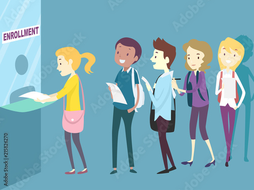 Teens College Students Enrollment Line