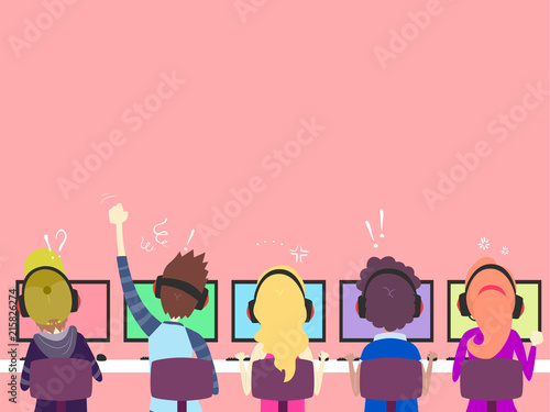 Teens Online Gamers Team Ba...