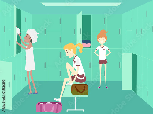 Teens Girls College Student Changing PE Uniform
