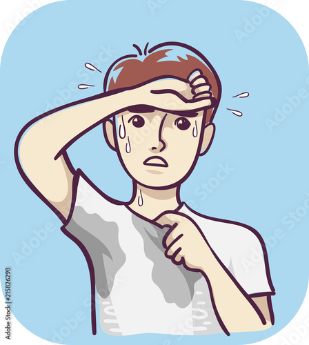 Man Symptom Excessive Sweating Illustration