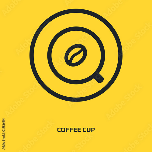 Coffee cup with bean line icon graphic design concept. Editable element, can be used as logotype, icon, template in web and print photo