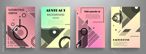 Covers templates set with graphic geometric elements. Applicable for brochures, posters, covers and banners. Vector illustrations.
