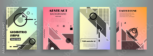 Covers templates set with graphic geometric elements. Applicable for brochures, posters, covers and banners. Vector illustrations.