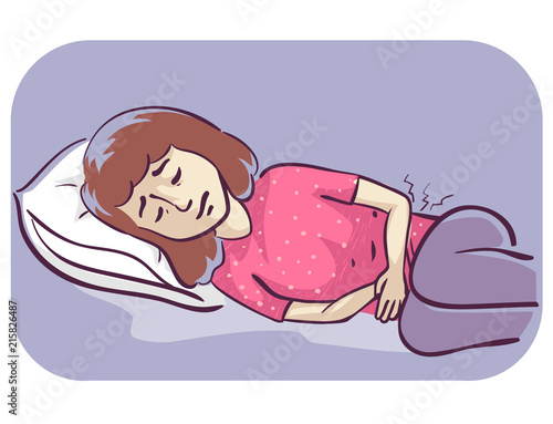 Girl Symptoms Cramps Illustration