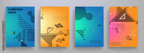 Covers templates set with graphic geometric elements. Applicable for brochures, posters, covers and banners. Vector illustrations.