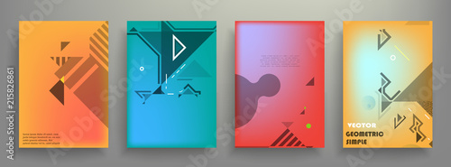 Covers templates set with graphic geometric elements. Applicable for brochures, posters, covers and banners. Vector illustrations.