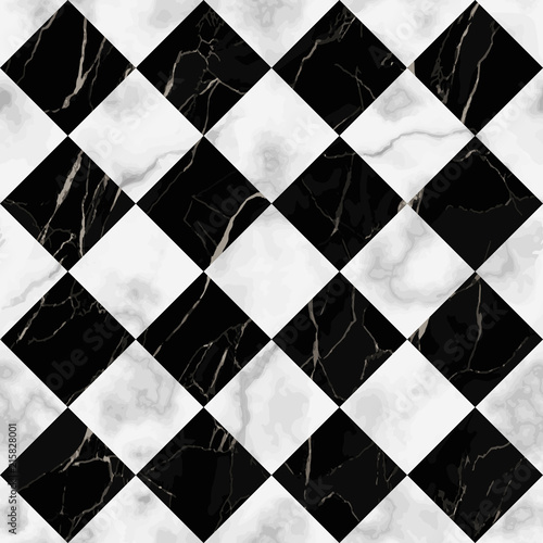 Marble Luxury Check Diagonal Seamless Pattern