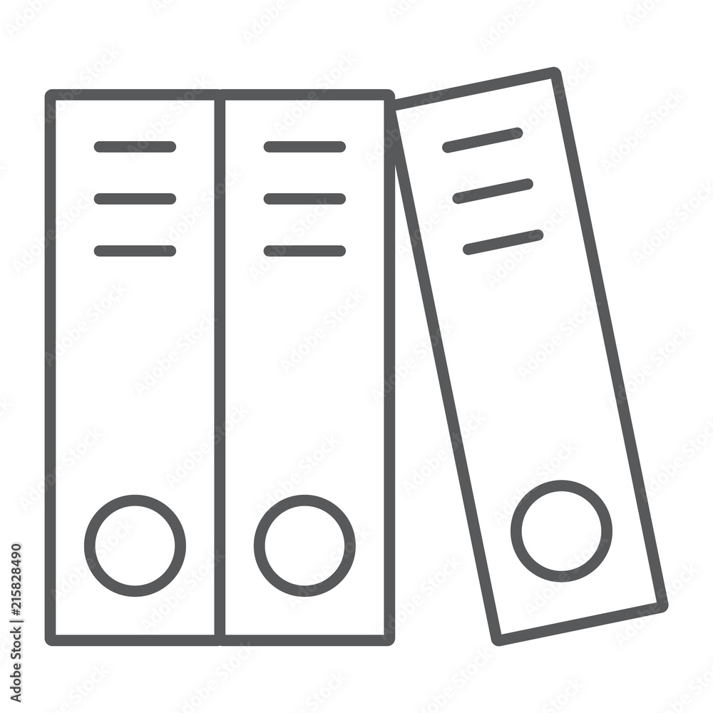 Ring binder thin line icon, office and work, file folder sign, vector graphics, a linear pattern on a white background, eps 10. Ring binder thin line icon, office and work, file folder sign, vector graphics, a linear pattern on a white background, eps 10.