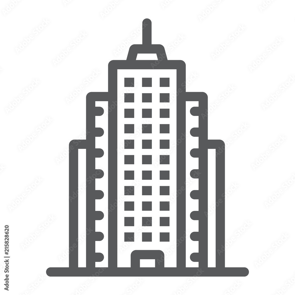 Skyscraper line icon, office and architecture, building sign, vector graphics, a linear pattern on a white background, eps 10. Skyscraper line icon, office and architecture, building sign, vector graphics, a linear pattern on a white background, eps 10.