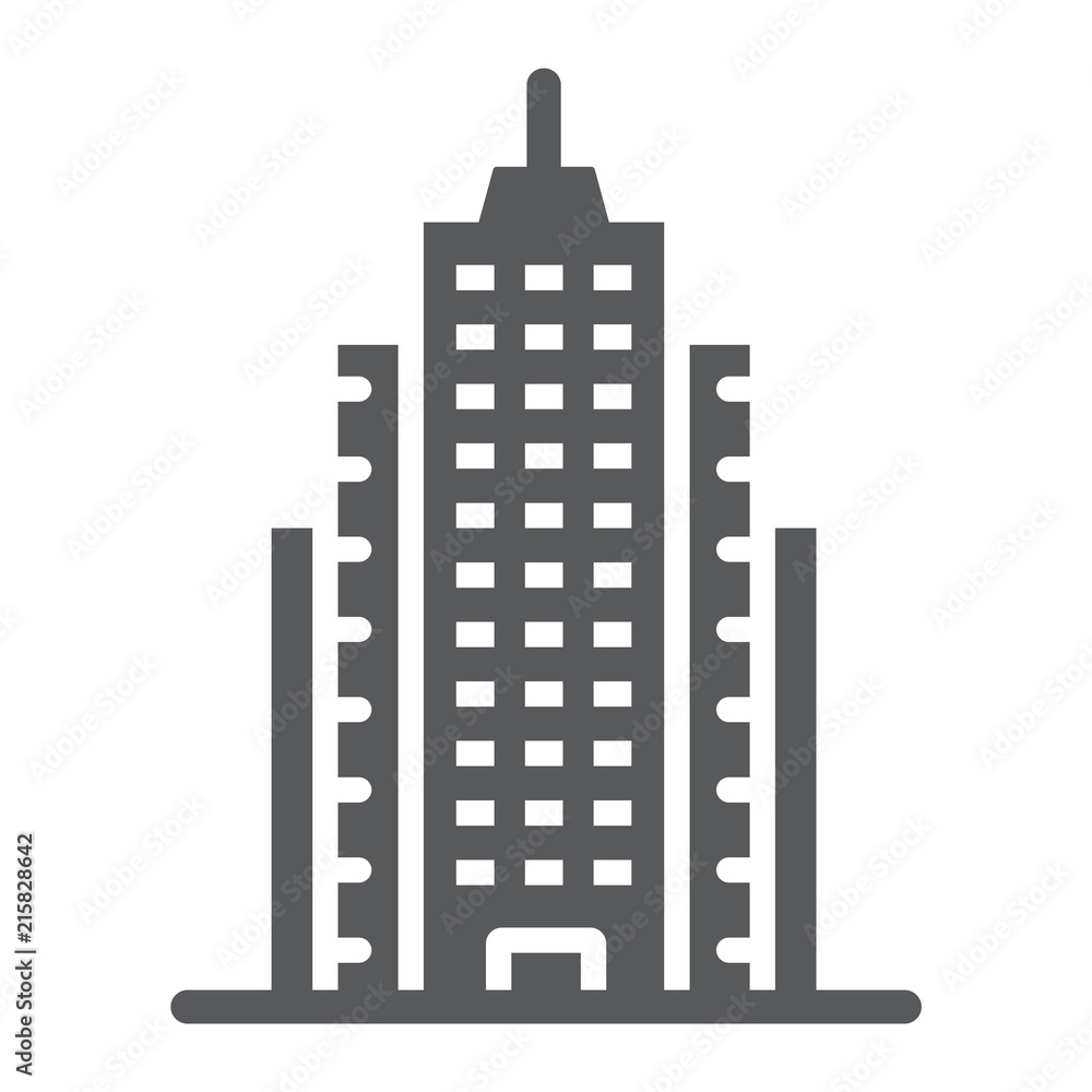 Skyscraper glyph icon, office and architecture, building sign, vector graphics, a solid pattern on a white background, eps 10. Skyscraper glyph icon, office and architecture, building sign, vector graphics, a solid pattern on a white background, eps 10.