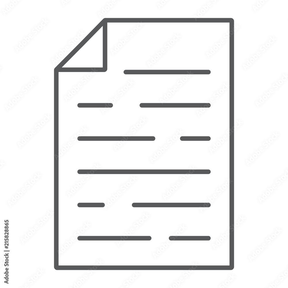 Document thin line icon, office and work, file sign, vector graphics, a linear pattern on a white background, eps 10. Document thin line icon, office and work, file sign, vector graphics, a linear pattern on a white background, eps 10.