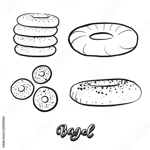 Hand drawn sketch of Bagel food