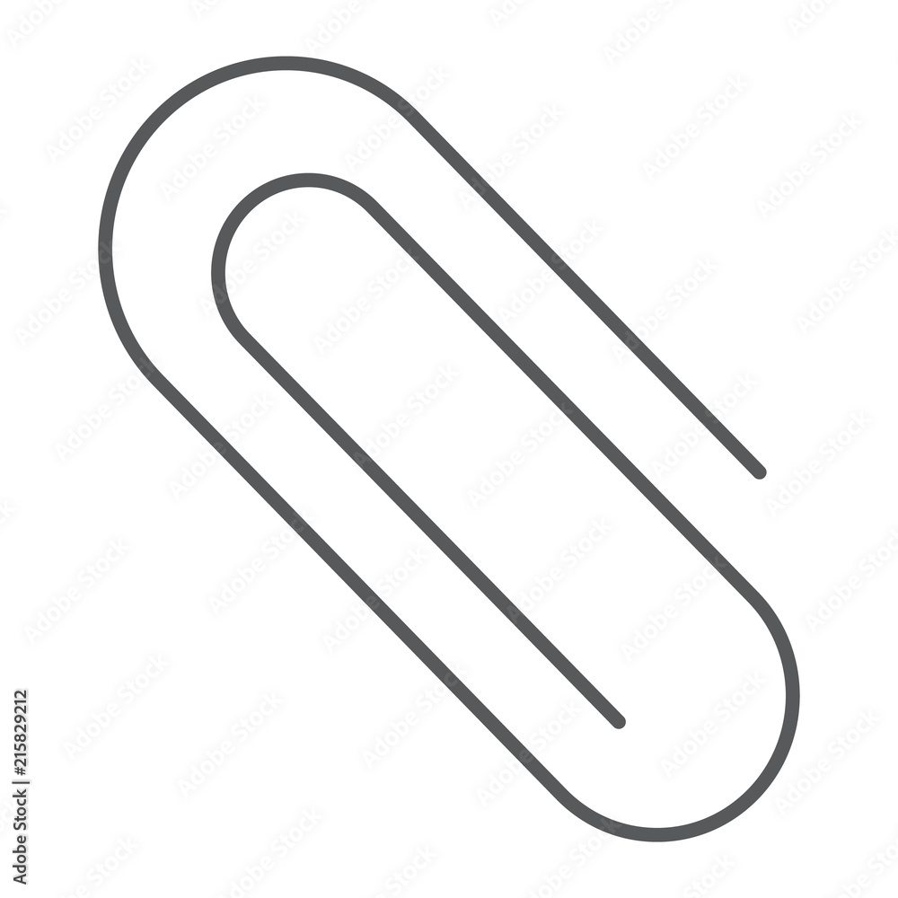 Clip thin line icon, office and work, paperclip sign, vector graphics, a linear pattern on a white background, eps 10. Clip thin line icon, office and work, paperclip sign, vector graphics, a linear pattern on a white background, eps 10.